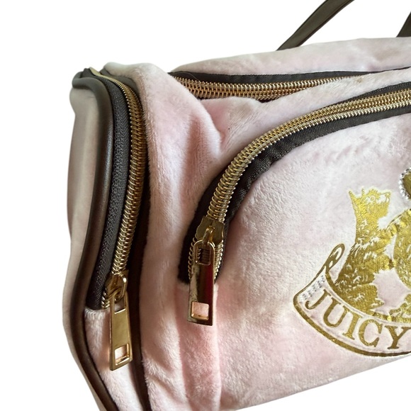 Juicy Couture Pink Velour Cosmetic Makeup Bag Gold Scottie Dog - Picture 2 of 7